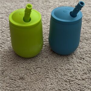Green and Blue EZPZ Set of Two Silicone Straw Cups